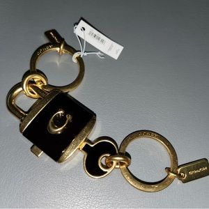 Coach black & gold dual keychains NWT
